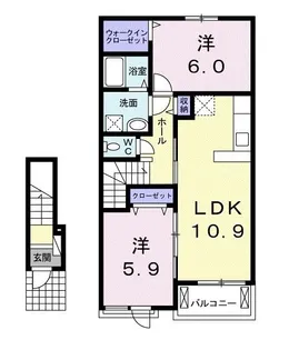 ラ メール デ ゼトワールII【2階】の間取り