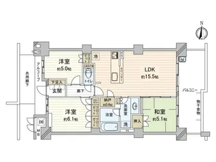 グランロジュマン豊中少路 B街区【3階】の間取り