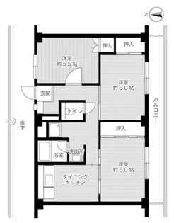 ビレッジハウス宗像1号棟【4階】の間取り