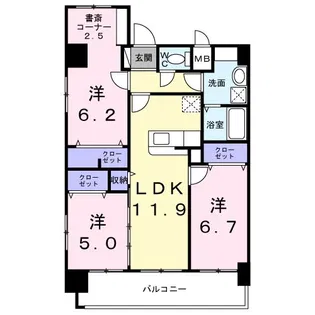 グランド パーク シティ 与儀【10階】の間取り