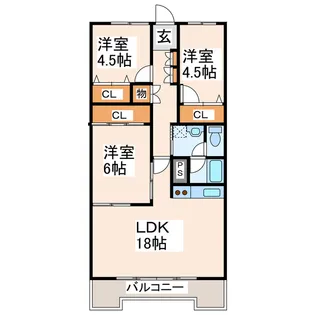サンアメニティ五番館【3階】の間取り