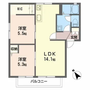 ハンプデンコートA【1階】の間取り