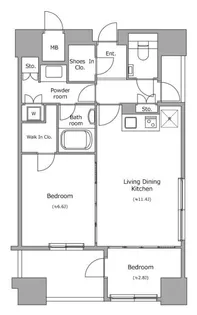 ホライズンプレイス赤坂【16階】の間取り