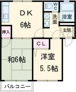 石橋ハイツC【2階】の間取り