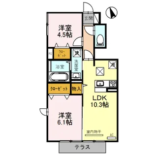 エソラ ソレーユ田寺東【1階】の間取り