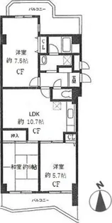 神奈川県横浜市青葉区市ケ尾町【マンション】の間取り