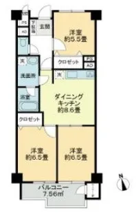 自由が丘パインクレスト【3階】の間取り