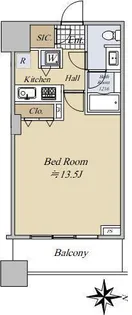 コンシェリア西新宿TOWER’S WEST【18階】の間取り