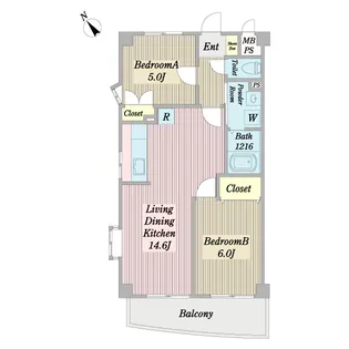 エクセル一之江【5階】の間取り