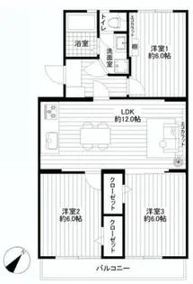 町屋ハイム【3階】の間取り