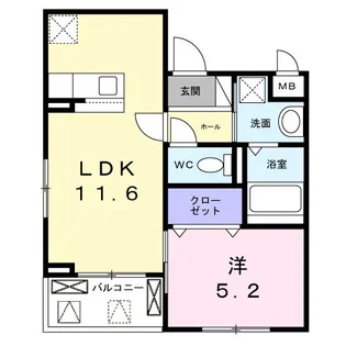 ソレイユ八条春日【2階】の間取り