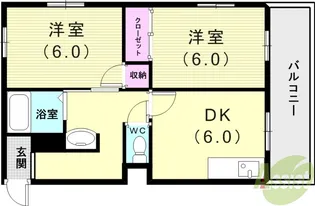 昭郷ツインハイツB棟【1階】の間取り