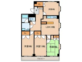 ビューロータカ【6階】の間取り