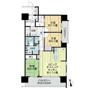 サーパス駅東公園【8階】の間取り