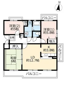 URコンフォールかぶと台【3階】の間取り