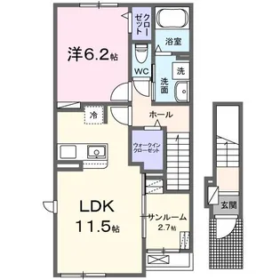 ラピスールB【2階】の間取り