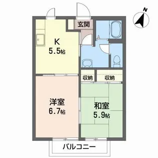フレグランス・かわぐちD【2階】の間取り