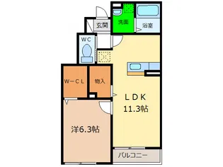 セントロイエル那賀川【1階】の間取り