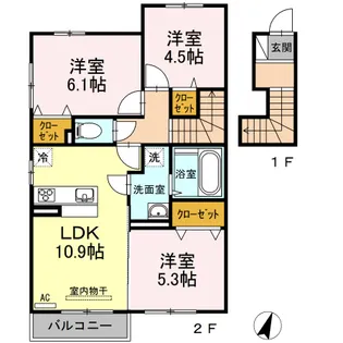 シュプリーム A棟【2階】の間取り