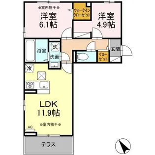 山梨県甲府市高畑1【アパート】の間取り