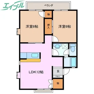 ボナールハウスA棟【1階】の間取り