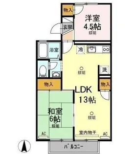 セジュール三島 B【2階】の間取り