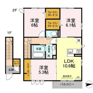 アンソレイエ【2階】の間取り