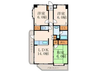 福岡県北九州市小倉南区南方2【マンション】の間取り