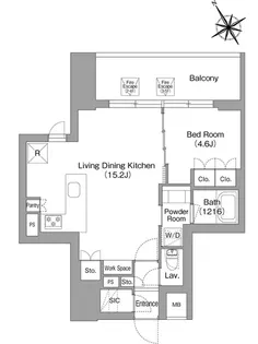 バウスフラッツ蔵前【2階】の間取り