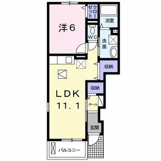 ウィッシュピュア ハナワ【1階】の間取り