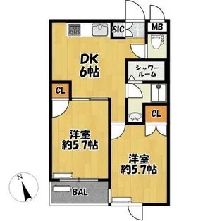 グリーンハイツ丘【3階】の間取り