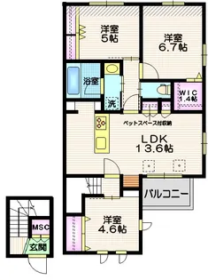 (仮称)緑が丘1丁目メゾンの間取り