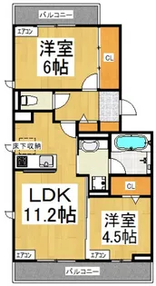 キャトルセゾン【2階】の間取り