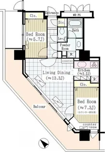 ユニゾンタワー【31階】の間取り