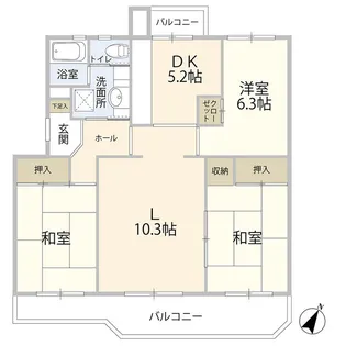 厚木毛利台ハイツ七号棟(0005927)【1階】の間取り