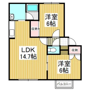 フリューゲル【2階】の間取り