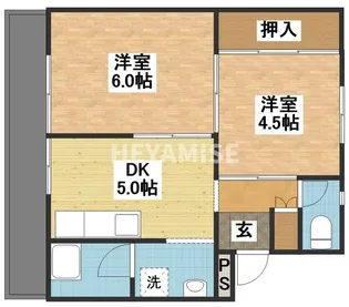 ビレッジハウス栗面1号棟【2階】の間取り
