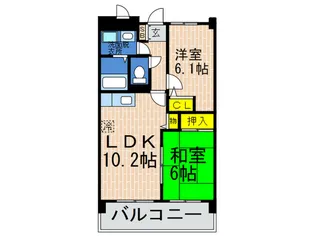 サンクレイドルカメヤマ【6階】の間取り