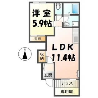 ディア ベルジュ【1階】の間取り