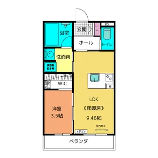 エクリュ&24 厚原【1階】の間取り