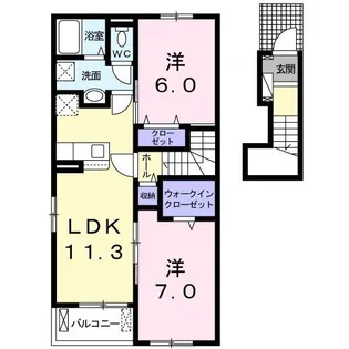 Twin Butte 51B【2階】の間取り