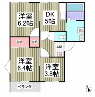 パークハイツD【1階】の間取り