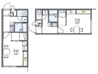 レオパレスビオトープ萩【1階】の間取り