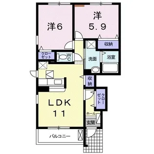 メゾン・ド・オーブI・II【1階】の間取り