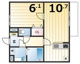 1SLDKの間取り画像