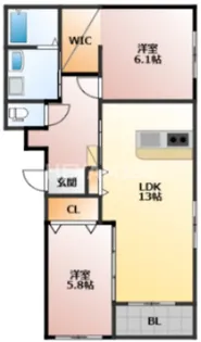 2LDKの間取り画像