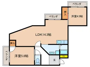 エバグリーン嵐山【2階】の間取り