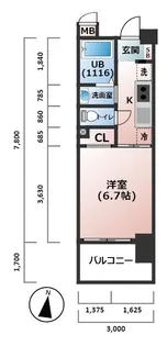 ル・パルトネール難波【4階】の間取り