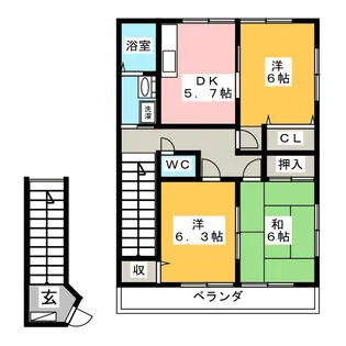 ハイステージ東田 A【2階】の間取り