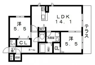 グリーン・ファースト山本【1階】の間取り